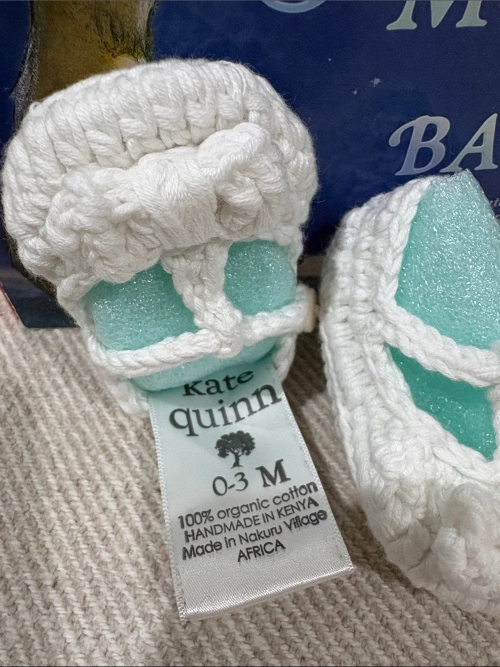 kate quinn White and Black Crochet Mary Jane Infant Baby Shoes Size 0-3 Mo NWOT